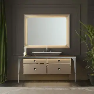 VITAGE milldue edition MAJESTIC 07 Комплект мебели 154х60хh78см., напольная, раковина, зеркало, отделка: стекло Bronzo acidato/black crom