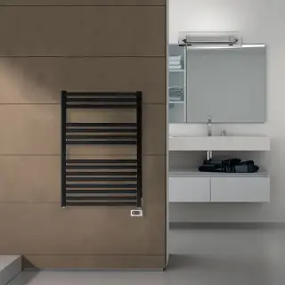 Irsap Ares Полотенцесушитель электр. 58x81.8x3см (15 трубок-2 пром), мощность:400 ватт,с электр/термостатом, провод: 120см, цвет: черный матовый