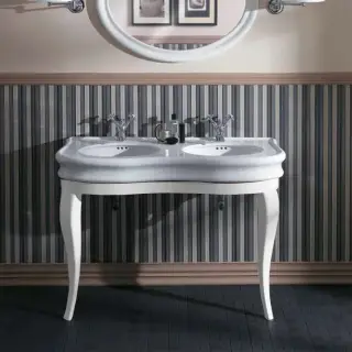 SIMAS Lante Комплект мебели напольный, консоль 111х50.4см, с двойной раковиной на 2 отв., зеркало овальное, цвет: белый