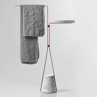 Стойка комбинированная Antonio Lupi Halo HALO4B база MARMO CARRARA/TERRACOTTA GOFFRATO-597/столик FLUMOOD белый