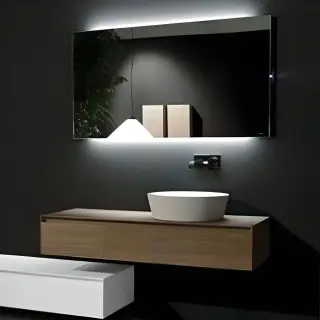 Зеркало для ванной Antonio Lupi FLASH FLASH75144 + TOUCH LED+ MP3M каркас из полированной стали