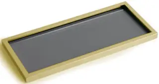 Поднос 26*11 см серое дымчатое стекло/золото матовое