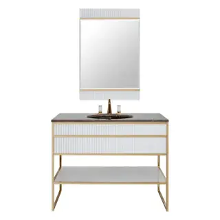 Консоль для ванной комнаты Oasis ACADEMY 0AC1CP1084530110OR + 0ACTTS100253110LED + 0LVBSTC00000001 + 0ACTSFS00000000 + 0AC1XXX10000066OR декор ribbed G002 белый лак, мрамор-Emperador dark, gold