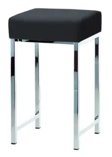 Табурет для ванной комнаты 30*30*h52, структура - хром, сиденье - черная экокожа