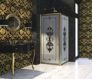 Ограждение в нишу HUPPE Enjoy victorian SW1000 EV0602.031.344 профиль - бронза (031) / стекло матовое с узором frozen grace (344)