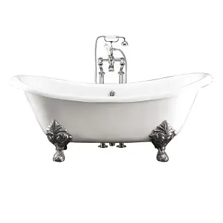 Ванна Devon&Devon Chérie 2MRCHERIEFLCRDD + SFD1058SNKSA слив-перелив для ванны с пробкой и цепочкой мат. никель, ножки полированный алюминий