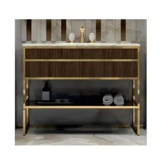 База под раковину Oasis ACADEMY RIBBED WALNUT 0ACW110OR рама-золото, фронт ribbed walnut