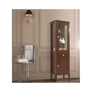 Пенал-витрина напольный, петли справа, 46.5*h160.5, орех