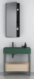 Консоль для ванной комнаты Cielo PLINIO PNST85.NM+PNLA85.MU+PIL01NM.MU+SIFN+PNC85E.RS+SPSTB.NM матовый черный/MUSCHIO/ROVERE SBIANCATO