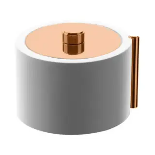 Банка настольная с крышкой белый матовый/розовое золото