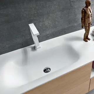 Столешница с литой раковиной из corian с 1отв. под смеситель 135,6*50,5*1,2h сorian glacier white