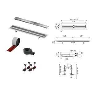 Комплект для монтажа дренажного канала с решеткой basic 70 см, нержавеющая сталь
