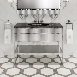 Консоль для ванной комнаты Oasis ACADEMY 0AC1CP1084530110CR рама-хром,декор ribbed G002 белый лак