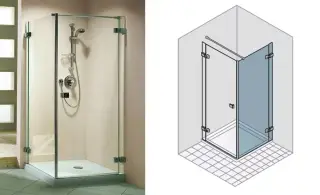 Ограждение в нишу Duka Pura 5000 W1 R 1000 CSH A10 Protect хром глянцевый (CSH) /стекло прозрачное (A10) protect