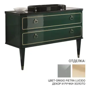 База под раковину Mia Italia TORINO TORHCA10020.0.50 цвет-GRIGIO PIETRA LUCIDO, декор и ручки-золото