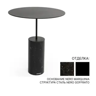 Столик для ванной комнаты Antonio Lupi BIVIO BIVIO5 основание NERO MARQUINIA, структура - сталь NERO GOFFRATO