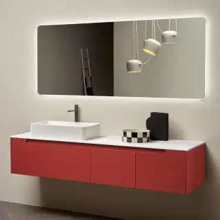 Зеркало для ванной Antonio Lupi ORMA ORMA110W.180 толщиной 4 мм с блестящей кромкой и округленными углами, с белой светодиодной подсветкой