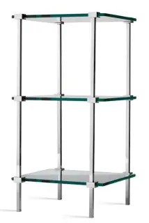 Стеллаж 35*30*h67.5, структура - хром, полки - прозрачное стекло