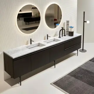 Топ с 2 интегрированными раковинами без отв. 306*54*3h Marmo Carrara