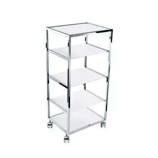 Стеллаж на роликах 38*30*h80, структура - хром, полки - прозрачное стекло