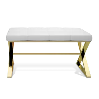 Банкетка для ванной комнаты Decor Walther BENCH 0509628 цвет-gold PVD/эко-кожа белая