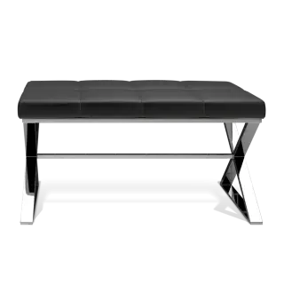 Банкетка для ванной комнаты Decor Walther BENCH 0509605 цвет-сталь полированная/эко-кожа черная