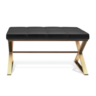 Банкетка для ванной комнаты Decor Walther BENCH 0509682 цвет-матовое золото/эко-кожа черная