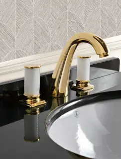 Смеситель для раковины Oasis Fortuny 0FRTRB300100001OR золото, муранское стекло