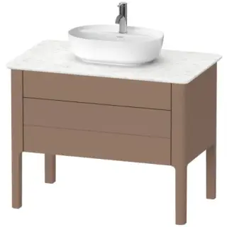 Комплект мебели с раковиной Duravit Luv LU956905454+LU946407777+0379802100+0050760000+UV968407777 almond satin matt/american walnut/white-sand satin matt