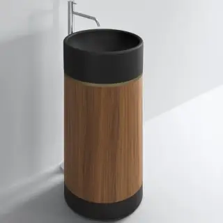 Раковина Milldue ROMA II 2905.C ceramica Nero opaco 91/Oro lac.satin.330/Noce Canaletto 7474/plinth Rovere Nero 7373