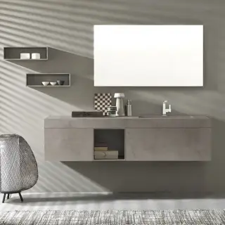 Комплект мебели с раковиной Azzurra LIME 0 B11C35905+MAAPPP001 + B0BB35355 + BA1C35505+MAAPPP001 + TM0A051*1.756+T1EC600 + PGBB15501*2 ECOMALTA LE TERRE ARGILLA-TCR, PUSH-PULL/PIETRA PIASENTINA GRIGIO CHIARO-1AA