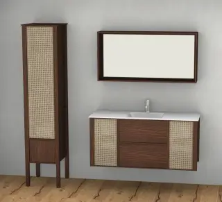 Комплект мебели с раковиной BURGBAD MAX SGJT130 + SIJP120 + HSPA040LG01 F5350 K0107 дуб темный шоколад (F5350)