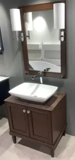 Комплект мебели с раковиной Arbi AUGUSTO L940(18)-P02 + 012 + A132 (18) *2 + A537 + S339(18 )+V021(2шт ) матовый лак cacao, ручки p02 хром / laminam oxide moro