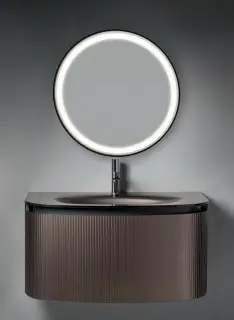 Комплект мебели с раковиной Artelinea Kimono KM21+BTKM91+TTAD80+KM24sx стекло flutes bronzo (B2)