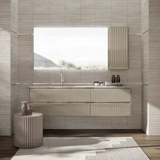 Комплект мебели с раковиной Oasis EDEN 0ED185105.6+0ED585070.6+090IVL5B+0VSTIV02.SX+0ED850FIN.6*2+0ED280035D.6 база RIBBED GLASS GRIGIO MEDIO-VR617/топ GLASS GRIGIO MEDIO LUCIDO-V617