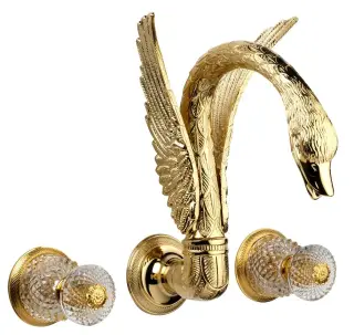 Смеситель для раковины Cristal&Bronze CYGNE FLAMANT C46-D1-1303 золото