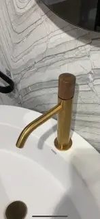 Смеситель для раковины Carlo Frattini So F3181OS+S3LS BRUSHED GOLD/DARK WOOD