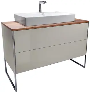 Комплект мебели с раковиной Duravit X-SQUARE XS492206060+XS061F07777+23538000711 Taupe Satin Matt Lacquer/топ American Walnut massiv/раковина белый WonderGliss