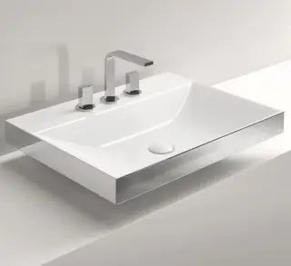 Раковина Milldue Londra 9295 внутри white ceramic, снаружи platinum