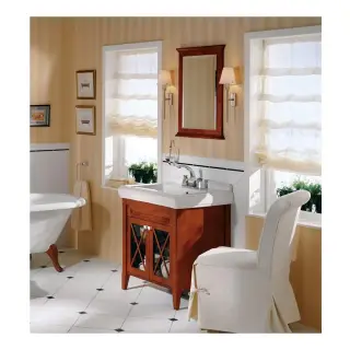 Комплект мебели с раковиной VILLEROY&BOCH Hommage 899500R2 + 710175R2 + 85650000 массива клена, тонированного под орех/star white, ручки - керамика, мрамор carrara