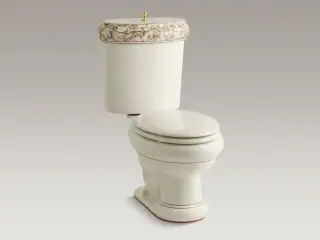 Унитаз KOHLER Briar Rose design on Revival K-14239-BR-96 + K-7637-PB цвет бисквит/латунь, декор - цветы