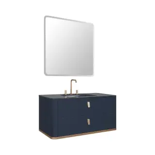 Комплект мебели с раковиной Milldue TAILOR 7583+7555*2+7518+2474+7646 laccato zaffiro lucido, топ vetro inntegrato zaffirro, ручки и профиль oro laccato satinato