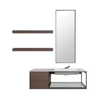 Комплект мебели с раковиной Milldue FJORD 2494+6691+6689 sx+2930+2941+7800+2485 лак castoro opaco, basalto, топ milltek sollid Bianco Opaco J01