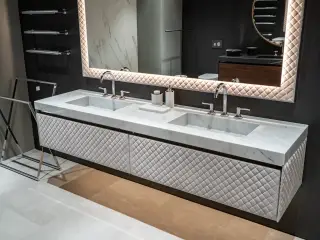 Комплект мебели с раковиной Milldue Four seasons 4727*2+2475*2+4723.DX+4723.SX+4376.218,2+9645.216 ALCANTARA PASTEL GREY, GOLA-ACCIAIO LUCIDO/BIANCO CARRARA-A10