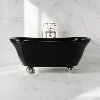 Ванна Devon&Devon AURORA BIJOUX AURBIJCRMCGLO (1NAAURBIJCR/GL9000-N) ножки SFERA-хром, WHITE-TEC черный-NCS S 9000-N LUCIDO