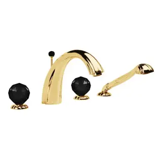 Смеситель для ванны Jorger FLORALE CRYSTAL 600.40.100.020-12 золото, ручки черный хрусталь