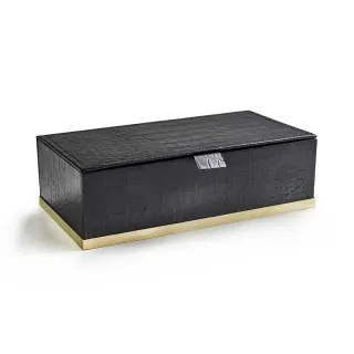 Контейнер для ватных дисков/палочек 3SC Cocco CO49AOL цвет-black leather/brass