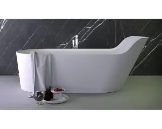 Knief K.Stone 0600-050-01 ванна PEARL отдельностоящая, 182x80x70/50Hсм, с щелевым с/п, бел/мат.