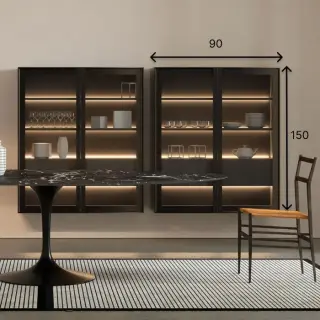 Шкаф в ванную комнату Antonio Lupi BEMADE DC195A90.T+LED INT. корпус-NOCE CANALETTO, рама-BRONZO, стекло-TRASPARENTE BRONZO