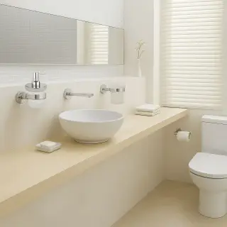 Комплект подвесных аксессуаров Stella SIRIUS: дозатор, стакан, держатель туалетной бумаги открытый